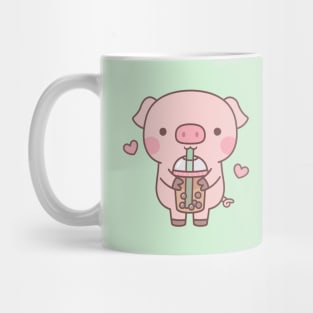 Cute Little Pig Loves Boba Tea Mug